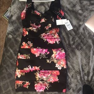 Floral pink and black dress